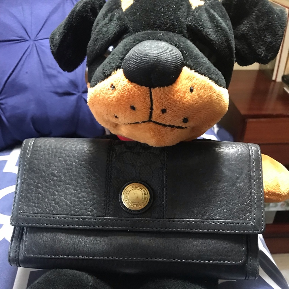 Black Coach Trifold Wallet - Picture 3 of 5